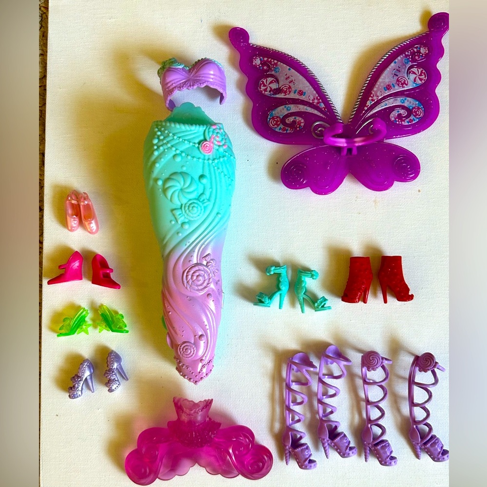Colorful Barbie doll Mermaid and butterfly Accessories Set